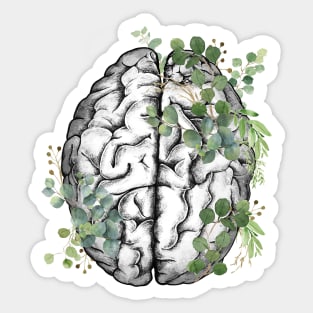 Brain human anatomy,leaves green, mental Sticker